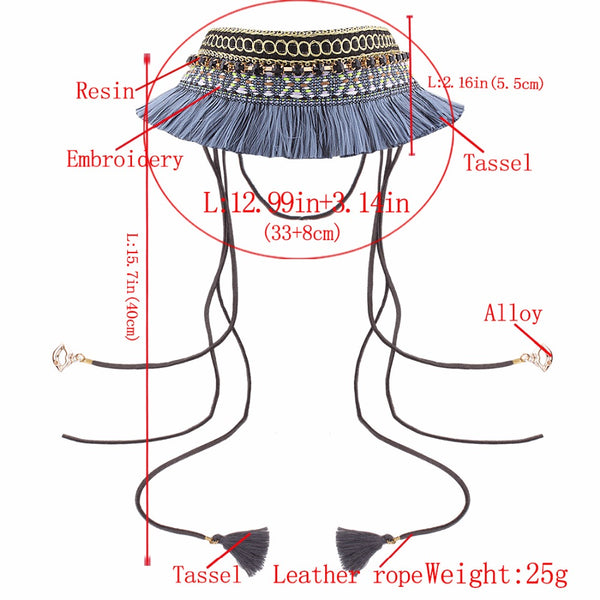 Statement Tassel Denim Necklace