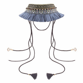 Statement Tassel Denim Necklace
