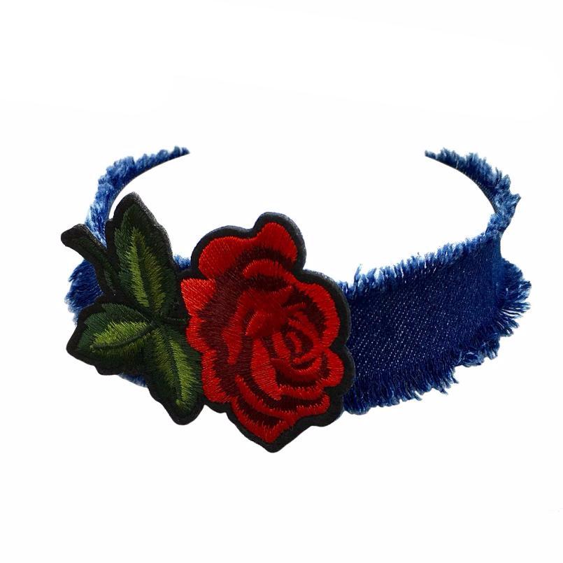Denim Flower Choker