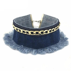 Boho Blue Denim Choker