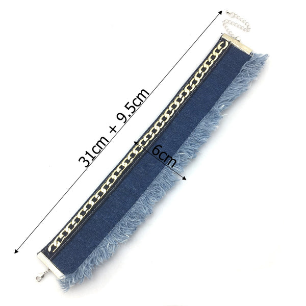 Boho Blue Denim Choker