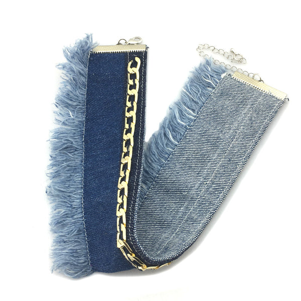 Boho Blue Denim Choker