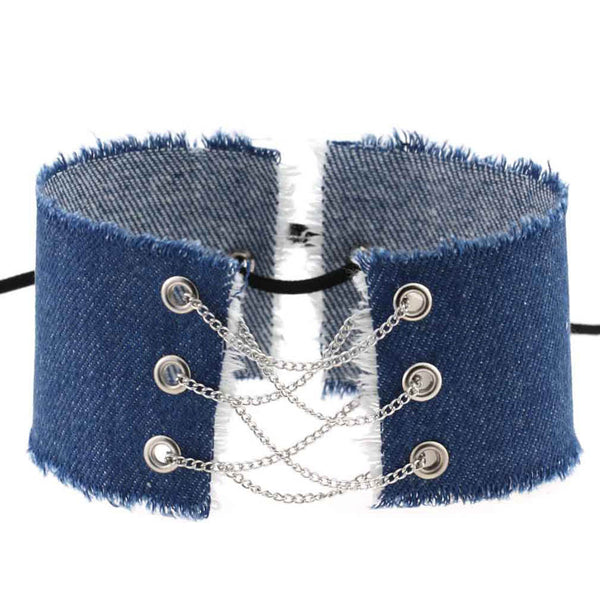 Glamorous Blue Denim Choker