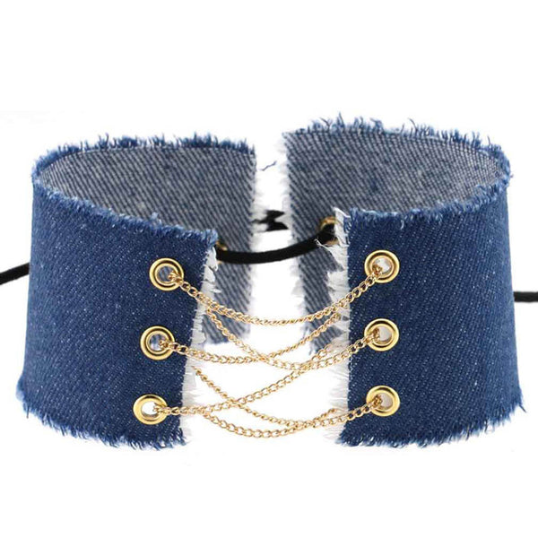 Glamorous Blue Denim Choker