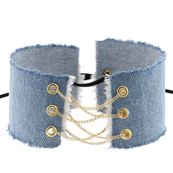 Glamorous Blue Denim Choker