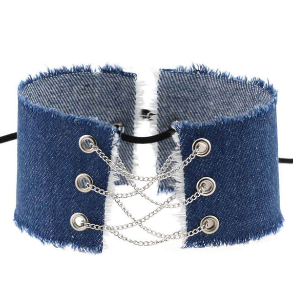 Glamorous Blue Denim Choker